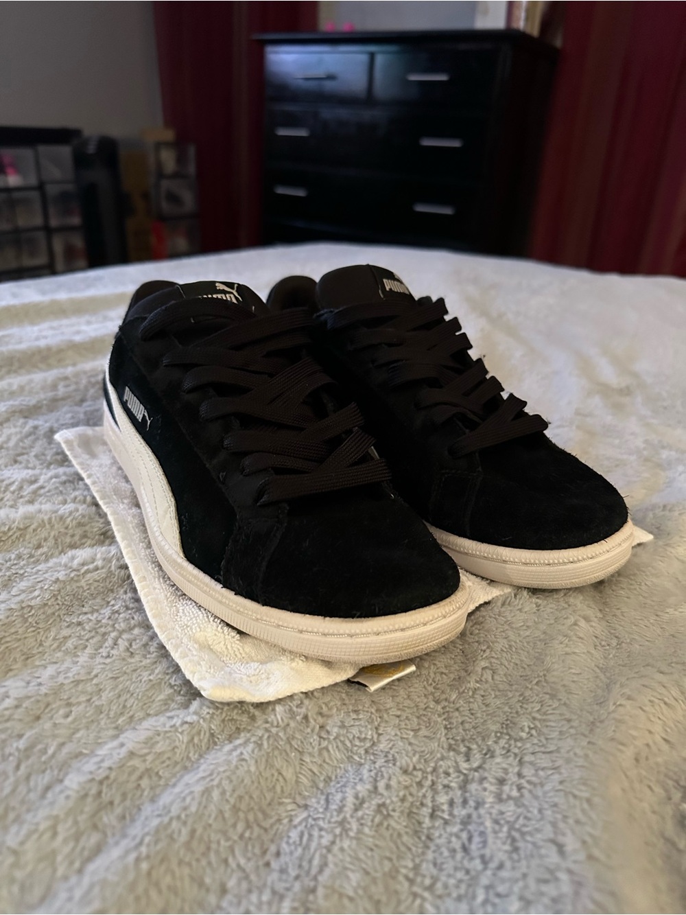 Puma Shoes Men's Size 9 Black White Classic Suede Sneakers - Picture 8 of 10